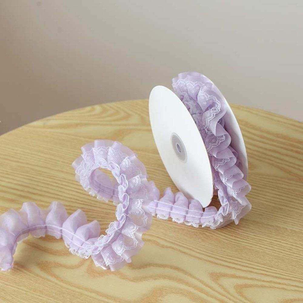 2M Length Ruffled Lace Ribbon 4cm Width Ballet Lace Ribbon Elegant Frilly Lace Trim Sewing Craft