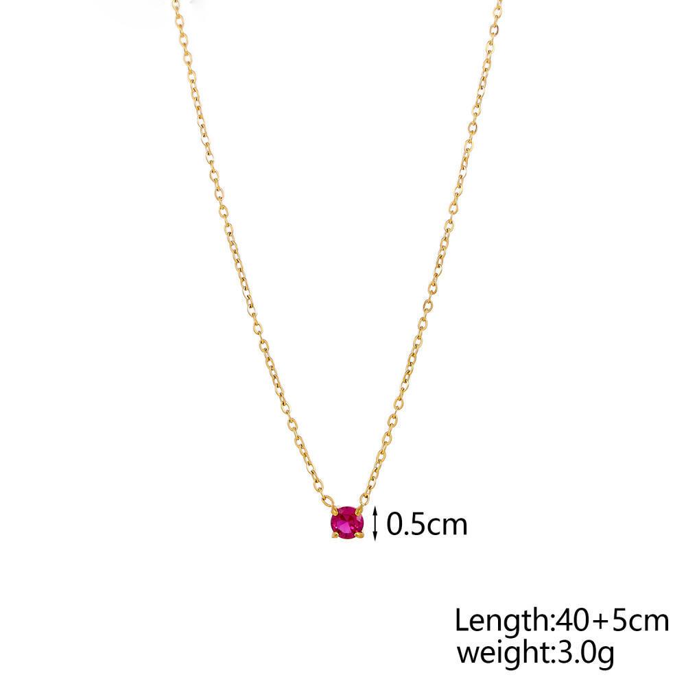 Dainty Recyclay Stainless Steel Gold Plated Necklace Colorful 12 Birthstone Necklace Zircon Stainless Steel Waterproof for Women