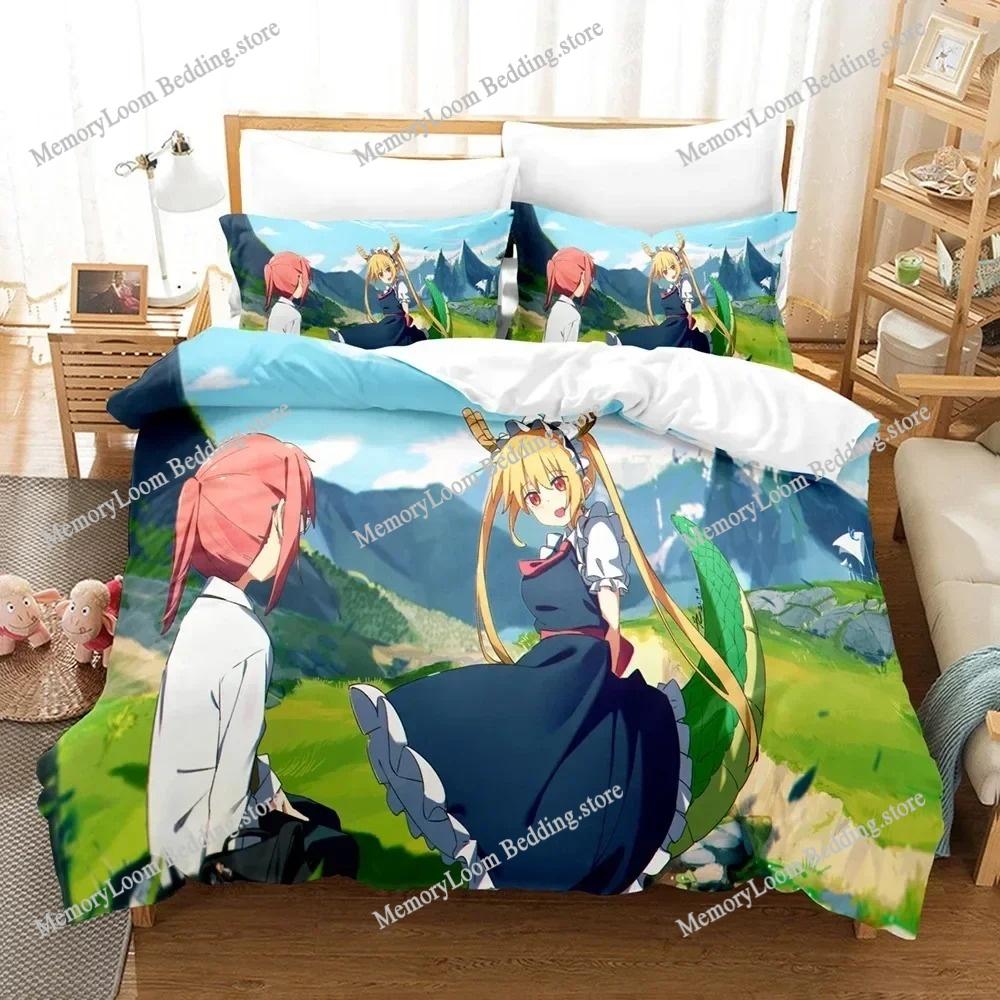 Miss Kobayashis Dragon Maid Kanna Cartoon Poster Sheets Quilt Covers Bedding Dormitory Sheets Bedding Set Soft Warm Bedding Set
