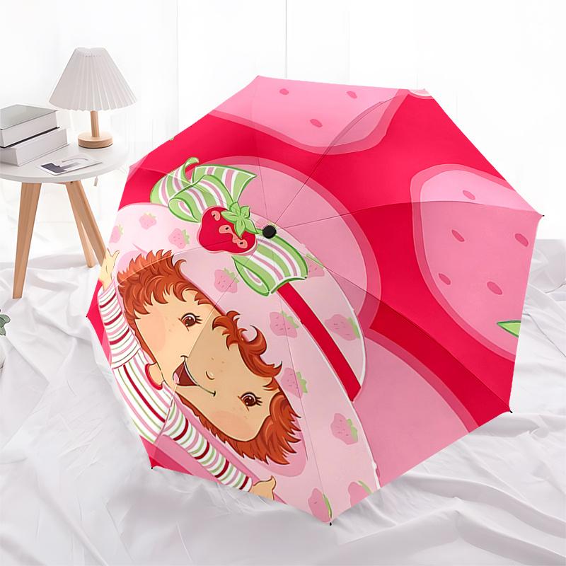 

Strawberry Hat with Butterfly Design - Automatic Opening and Closing Umbrella, Portable 3-Fold Design, 8-Bone Iron Frame, Ideal Gift for Fan
