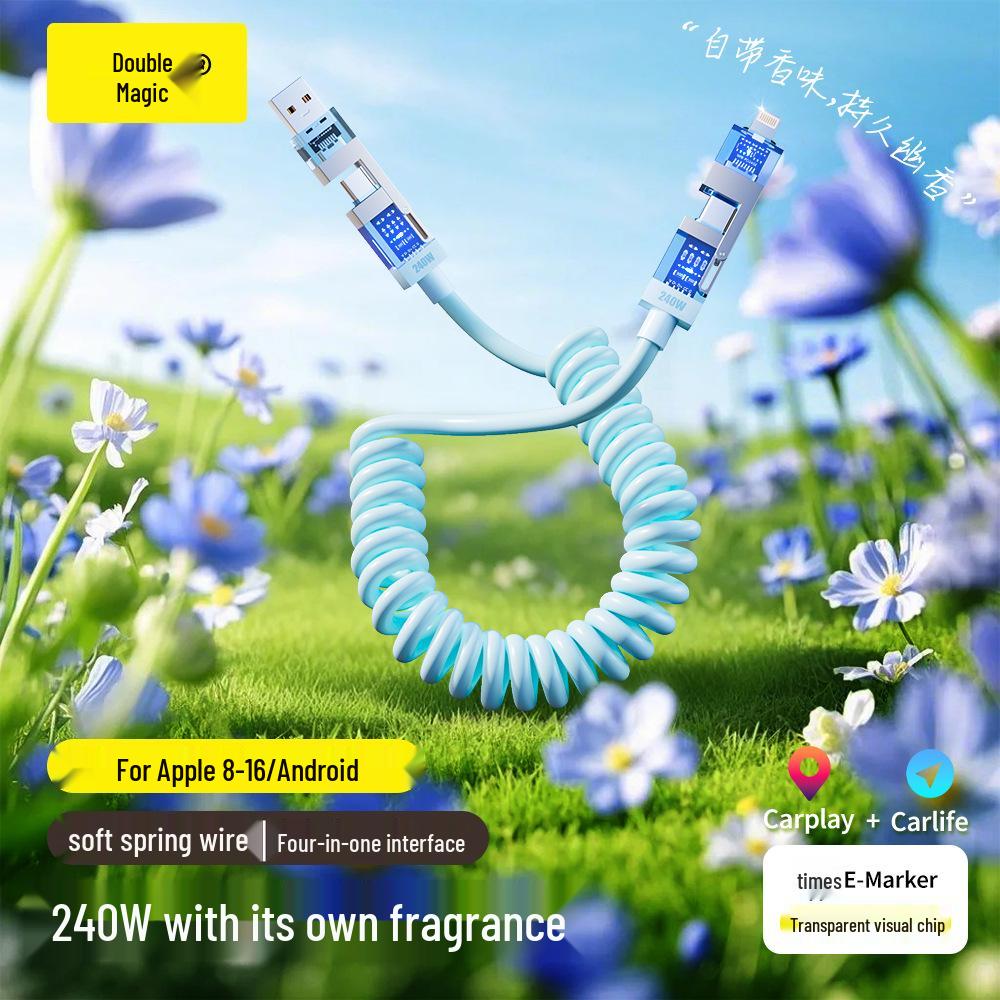 Smart Flash Charge: Baimo 240W 4-in-1 Aromatherapy Fast Charging Cable for Apple & Android