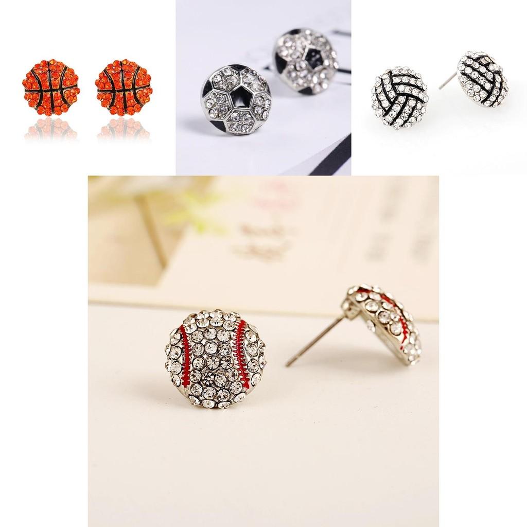 Spring 2023 Trend Basketball Baseball Volleyball Earrings With Sparkling Zirconia