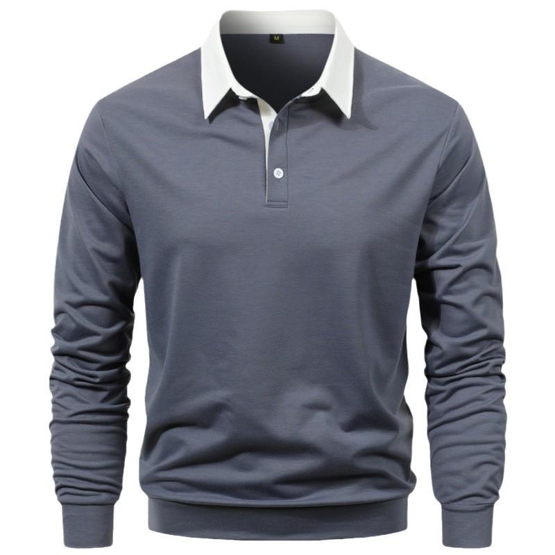 2024 Men's European Size Autumn Trend Long-Sleeve Polo Shirt - Casual Versatile Style