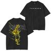 Japanese Anime Demon Slayer Akaza Graphic Washed T-shirts Women’s Men's Clothing  Harajuku Y2K Oversized Cotton Half-sleeve Tops