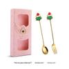 J Cross-border 430 Stainless Steel Christmas Dessert Spoon & Fork Set – Includes Ice Cream & Cake Utensils with Festive Elements