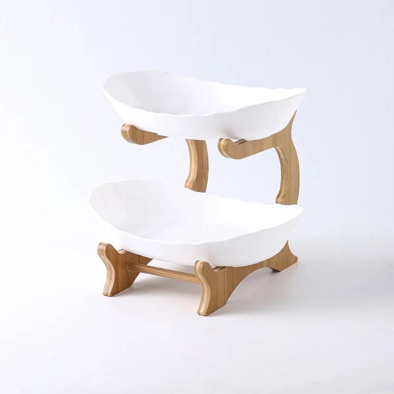 

2/3 Слоя Столовые Тарелки Посуда Деревянная Кухонная Фруктовница с Дном Разделенное Блюдо Подносы Для Конфет Торта Фруктовая Тарелка Салатница