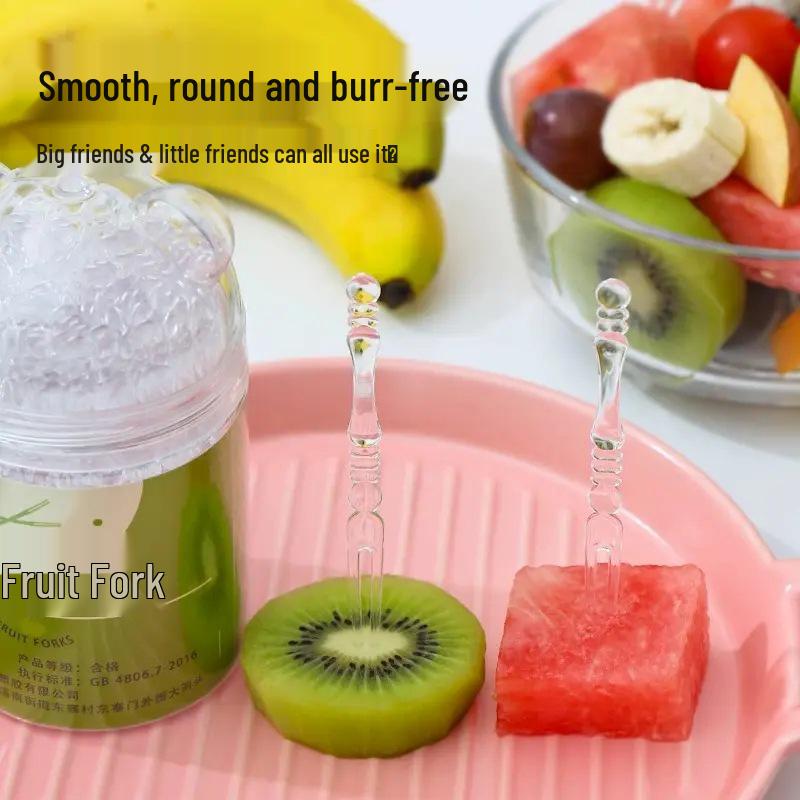 Disposable Food-Grade Plastic Forks for Cakes and Fruits - Safe for Children, Portable, and Ideal for High-End Household Use.