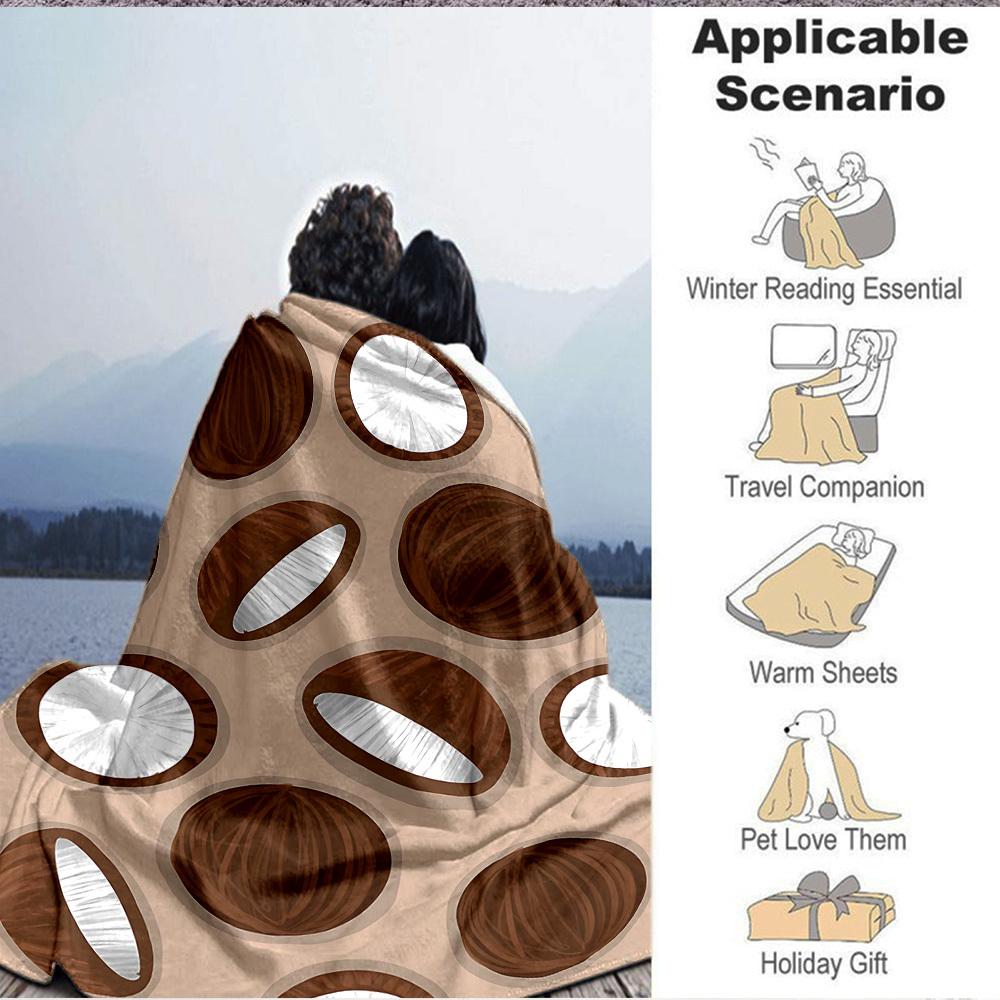 1pc Coconut Pattern Lightweight Flannel Blanket, Comfortable and Warm Blanket, for Office and Camping Sofa Bed, Livingroom011