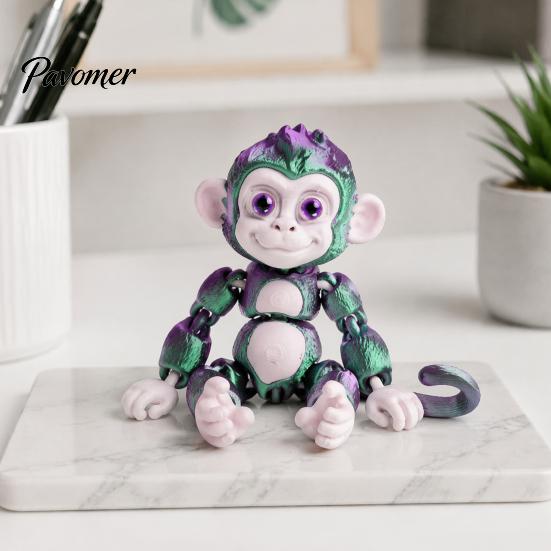 Interactive Fidgeting Toys for Anxiety 3D Printed Articulated Monkey Fidget Toy, Movable Joints Animal Toy Kids Adults, Creative Decompression Stress