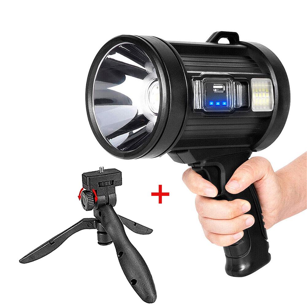 Solar LED Searchlight Rechargeable Spotlight Handheld Large Flashlight Super Bright Searchlight for Outdoor Camping Hiking