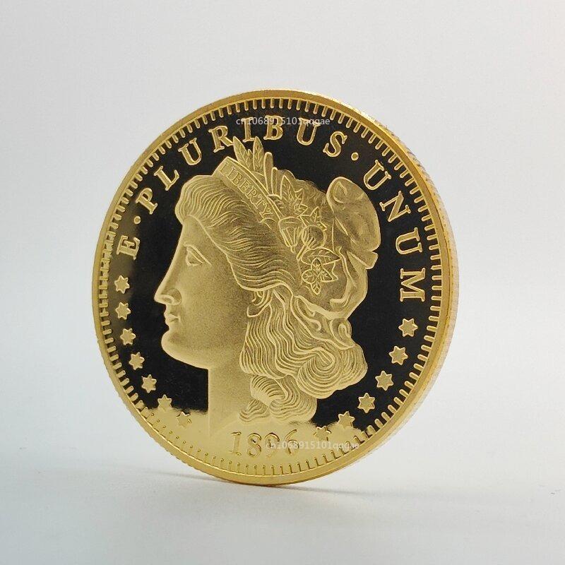 1 Stück US-amerikanische Morgan-Gold-Replika von 1896, Sammlerstück, Gedenkmünze, Medaille, Kopie, 1-Dollar-Artikel, Medaille, Heim-Metallsammlung, Dekoration, Souvenir