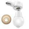 Pispoer - E17 To E17 LED-only Adjustable Socket with Bulb, Motion Sensor, Light Sensor, Automatic Lighting, Equivalent To 60W Bulb + Fixture (warm