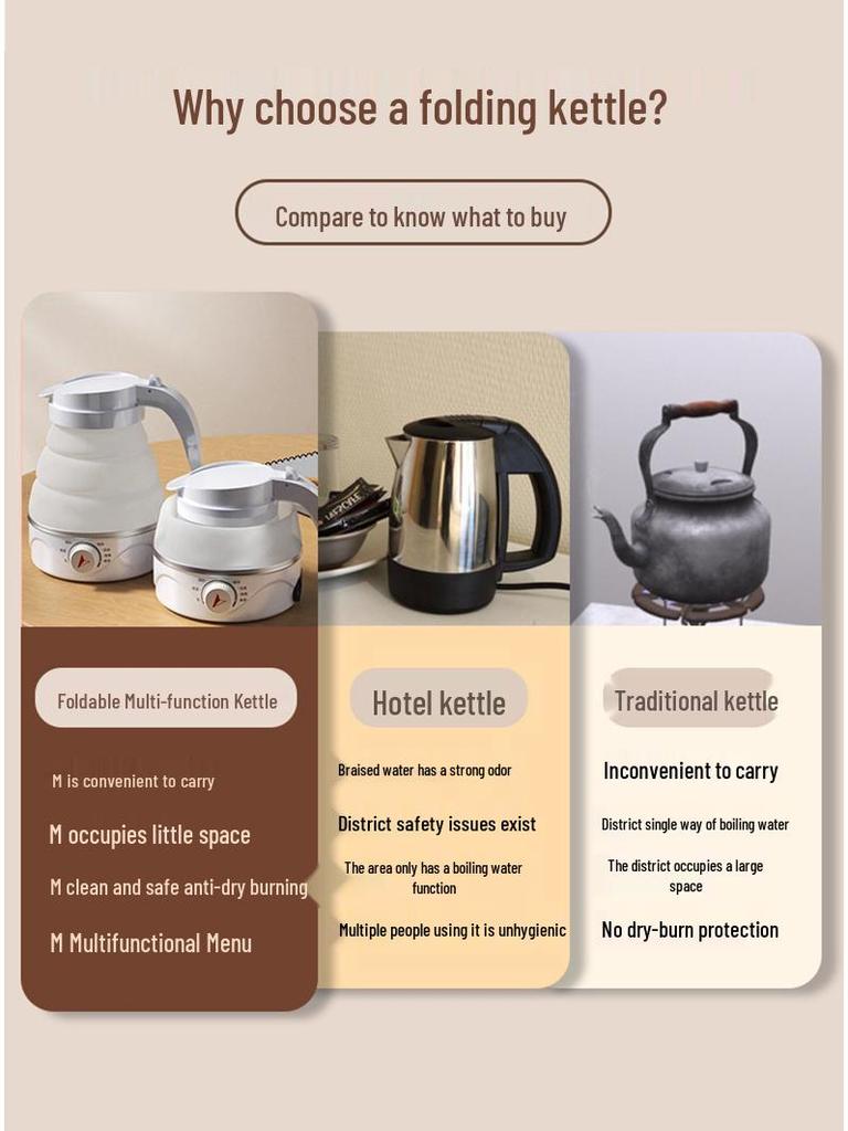 Travel-Friendly Foldable Electric Silicone Kettle