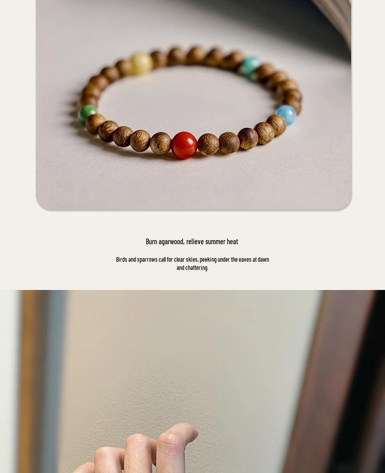 Hainan Green Qinan Agarwood Bracelet - Old Material Couple's Single Ring Buddhist Prayer Beads.