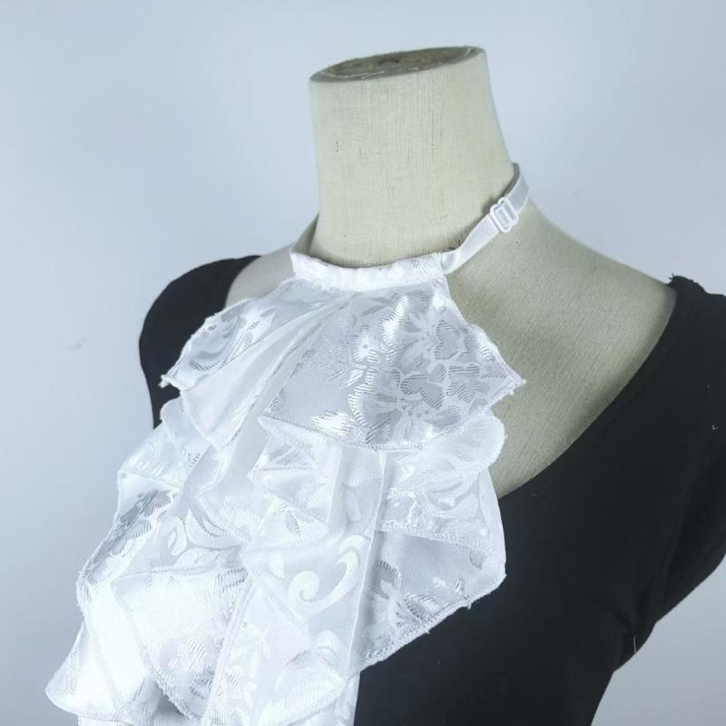 Decorative Jabot Collar Costume Accessory Neckpiece Lace Ruff Collar for Dramatic Outfit Formal Occasion Photography