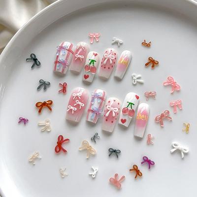 50 pièces Charms Ongles Résine Noeud en Gros Tailles Mixtes Ruban 3D Noeudkont Mini Kawaii Accessoires Nail Art Bricolage Décorations Ongles Mignonnes