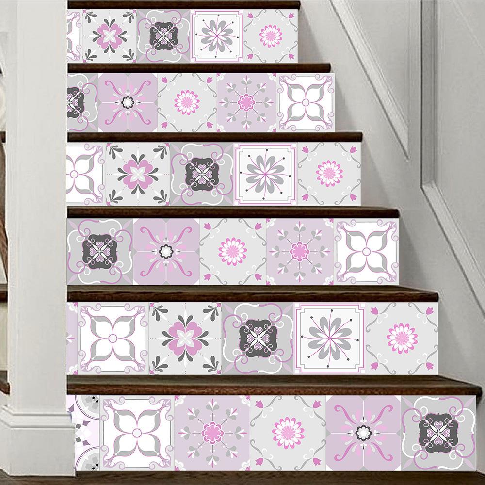 10pcs Grey and Pink Tiles Sticker Kitchen Wardrobe Bathroom Home Decor Self-adhesive Crystal Hard Film Art Wall Decals