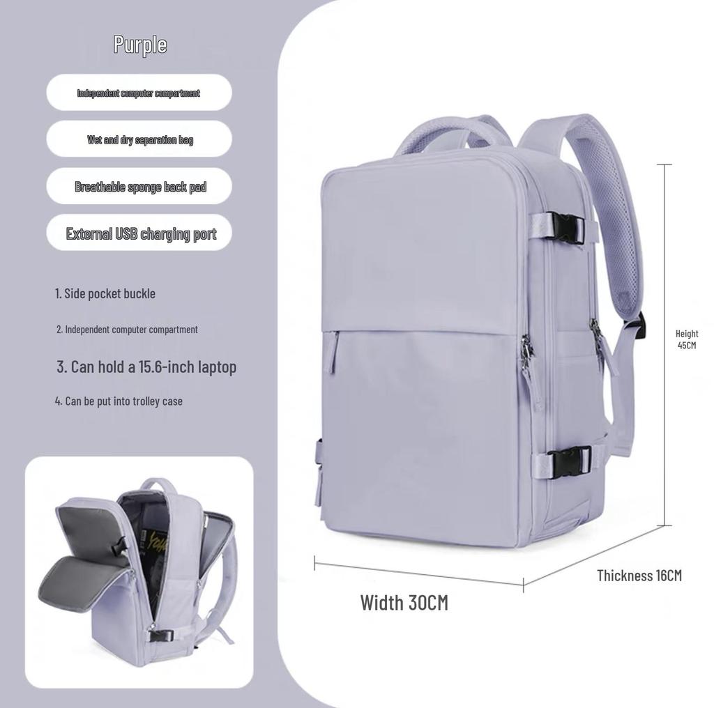 Girls' Extra Large Multifunctional Backpack with Wet/Dry Separation - Nylon, Waterproof, Ideal for Short Trips & School