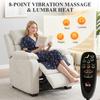 Power Recliner Armchair Massage Heat High Back Chair Cream White