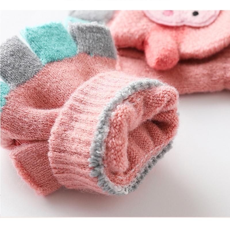 Outdoor Riding Warm Mittens Soft Elastic Knitted Half Finger Glove for Girls Boys Candy Color Cute Gloves