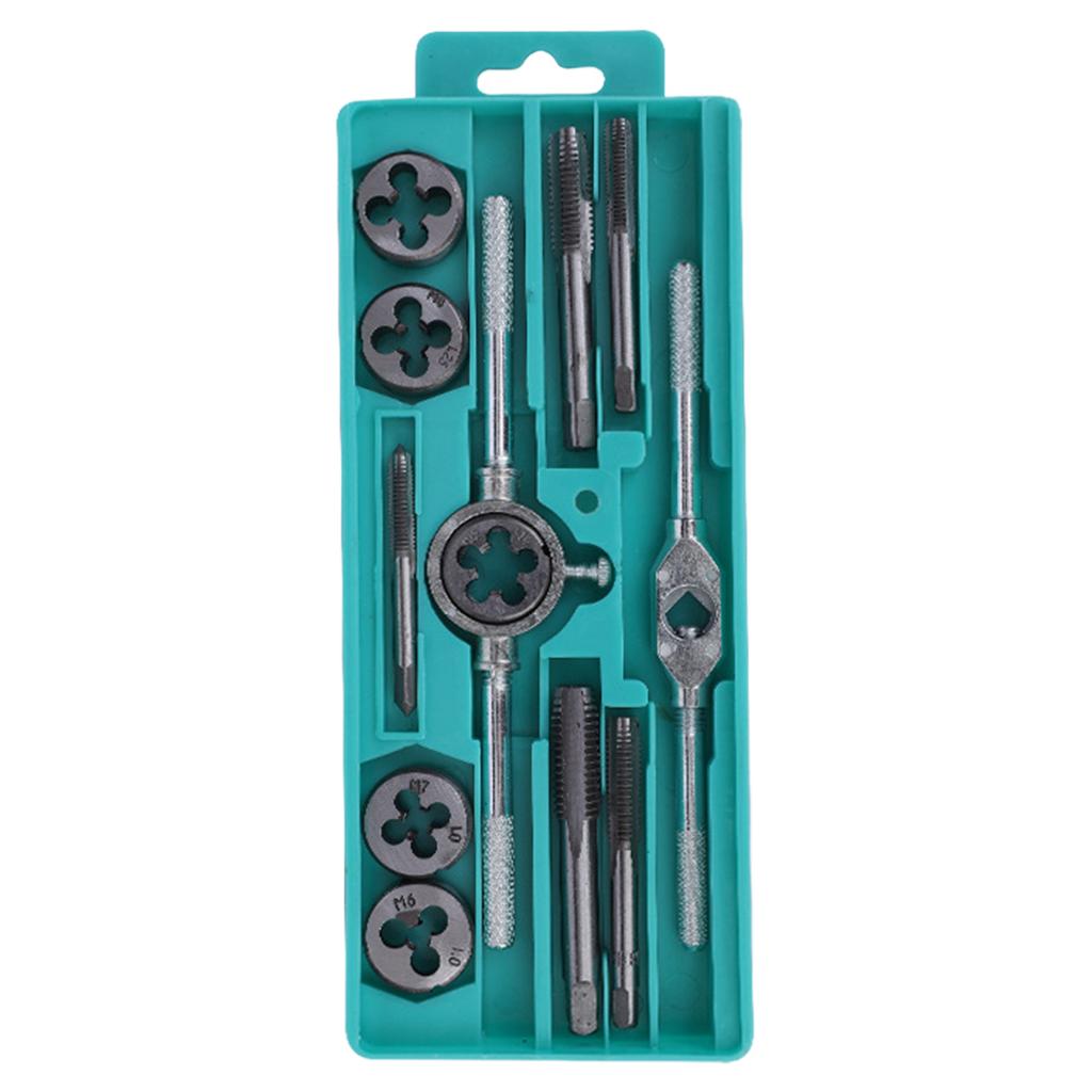 12Pcs Bearing Steel Taps and Dies M6-M12 Metric Tap Die Wrench Set Tap and Die Tool Set for Internal and External Threading