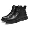 Classic High-Top Laced Walking Boots Outdoor Durable Comfortable And Casual Boots British Style Men's Genuine Leather Work Boots