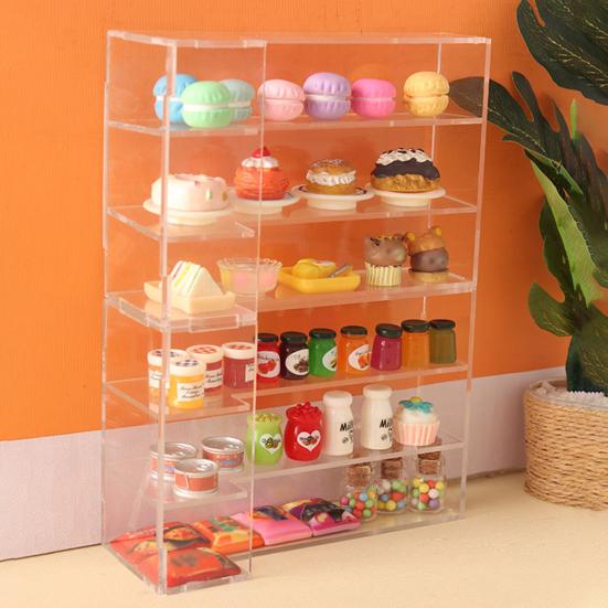 

Миниатюрная витрина для торта в кукольном домике, модель 1:12 мини-прозрачных прилавков для пекарни, витрина, игровой домик, игрушка
