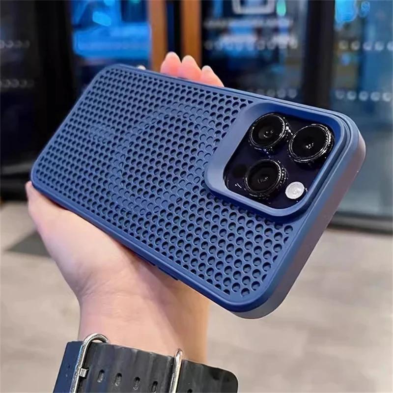 Dissipate Heat Magsafe Phone Case For iPhone 11 12 13 14 15 16 Pro Max Plus Magnetic Shockproof Bumper Back Cover