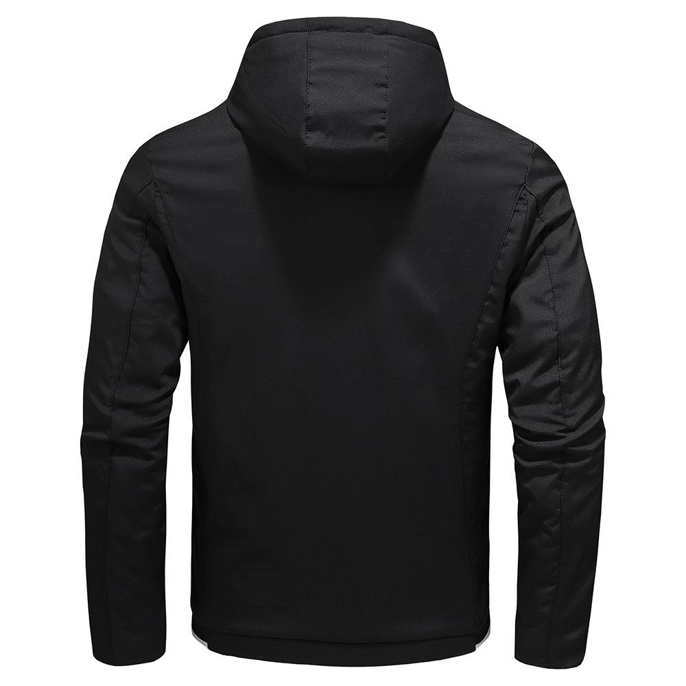 Autumn and Winter Men's Velvet Thickened Chemical Fiber Warm Hooded Jacket Trendy Removable Hood Jacket for Men