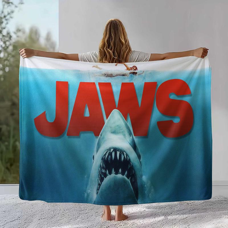Horror Movie Jaws Shark Flannel Blanket,Ultra Soft Warm Plush Throw for Home Bedroom Bed Sofa Cover Office Camping Picnic gift