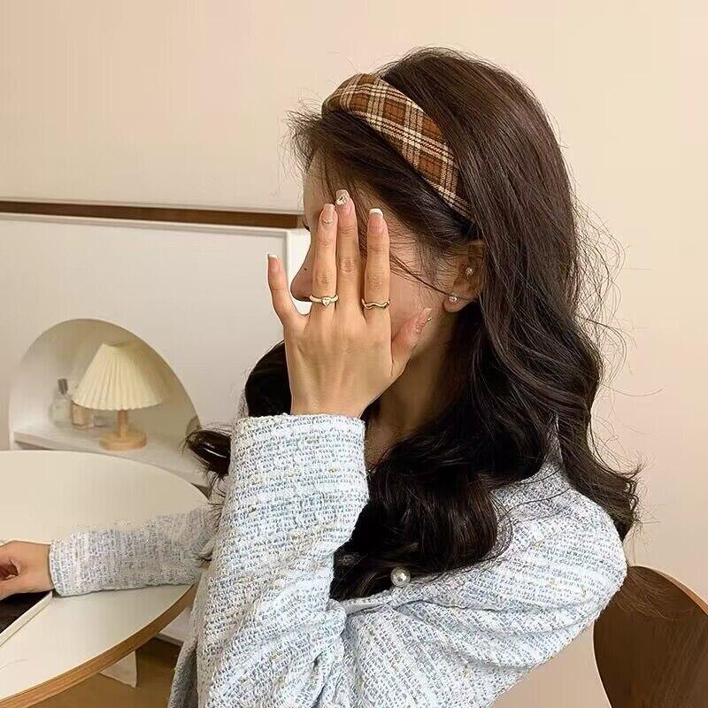 Νέες κορεάτικες γυναικείες φαρδιές κορδέλες κεφαλής Vintage Απλή στάμπα για τα μαλλιά με κρίκο με γραβάτα Scrunchies Αξεσουάρ κεφαλής για γυναίκες για κορίτσια