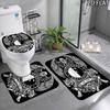 Feyenoord Logo Printed 3Pcs Bathroom Mat Set, Bath Rug + Contour Mat + Toilet Lid Cover, Non-slip Absorbent Washable Bathroom Decor