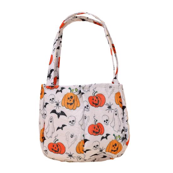 Baizihuahu Halloween Candy Bucket for Kids, Non-Woven Trick or Treat Tote Basket, Pumpkin Ghost Snack Holder with Handle Party Favors