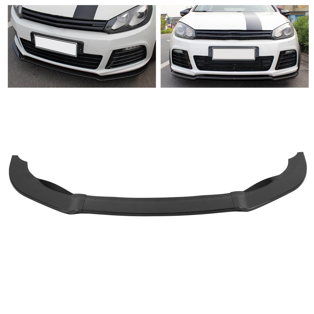 K SEEK DESIGN 3Sections Front Bumper Splitter Lip Replacement for MK6 R R20 20092013(Gloss Black )