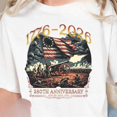 250th Anniversary USA Tshirt Patriotic 4th of July Tee High Quality Cotton Regular Short Sleeve Graphic T Shirts Unisex Adult
