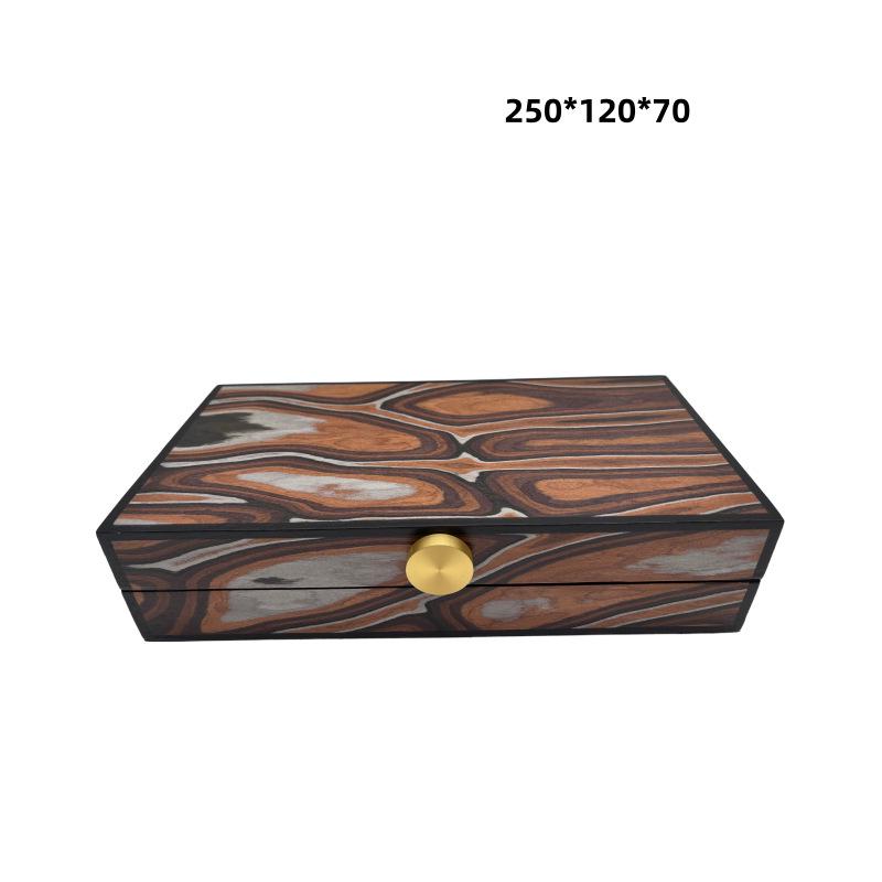 Modern Wooden Grain Ornament Storage Box - Decorative Display and Soft Furnishings for Home Decor.