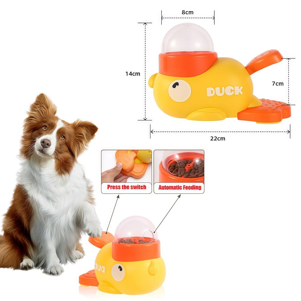 Dog Automatic Feeder Intelligent Cat Dog Puzzle Feeder Interactive Pet Food Treat Dispenser Cartoon Duck Design for Dog Training