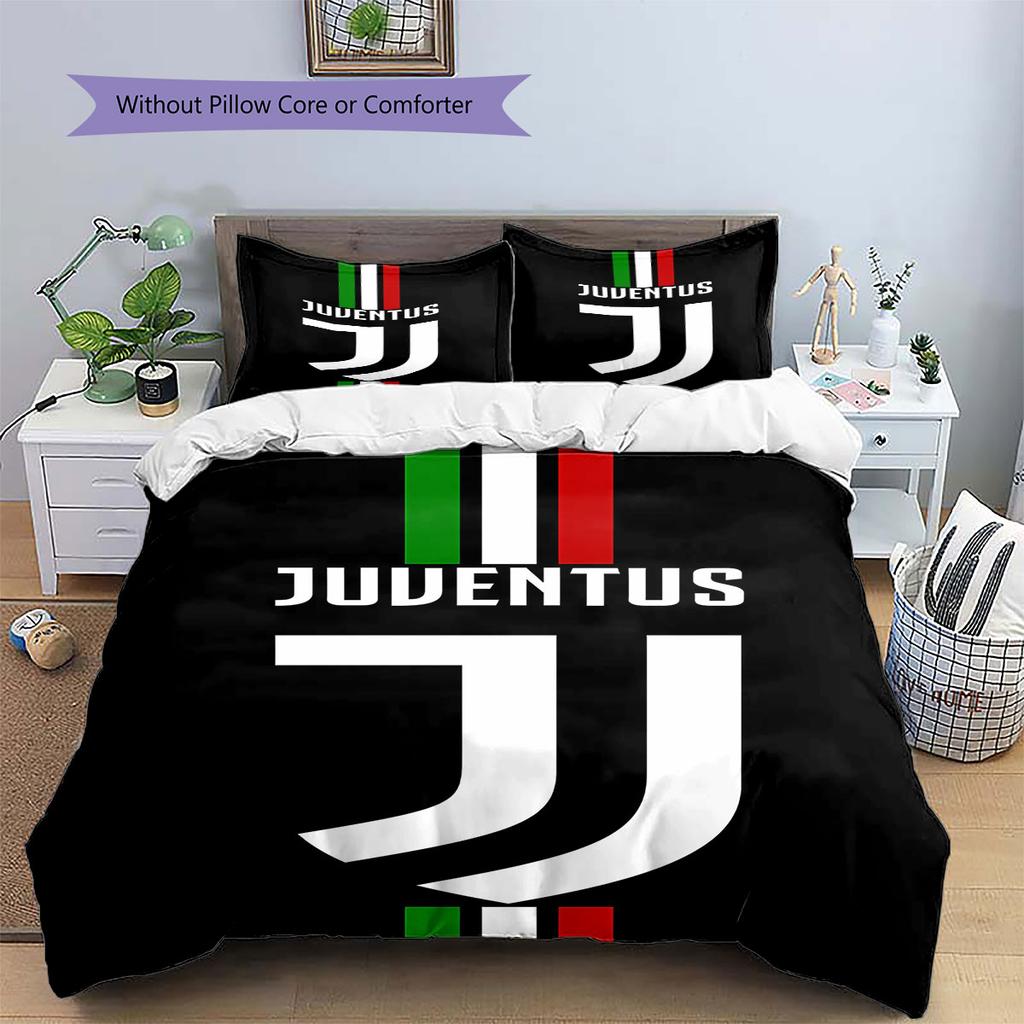 Juventus Football Club Pattern Bedding,Quilt Set Quilt Cover Pillowcase Home Birthday Gift(1 * Duvet Cover + 2 * Pillowcase, Without Core)