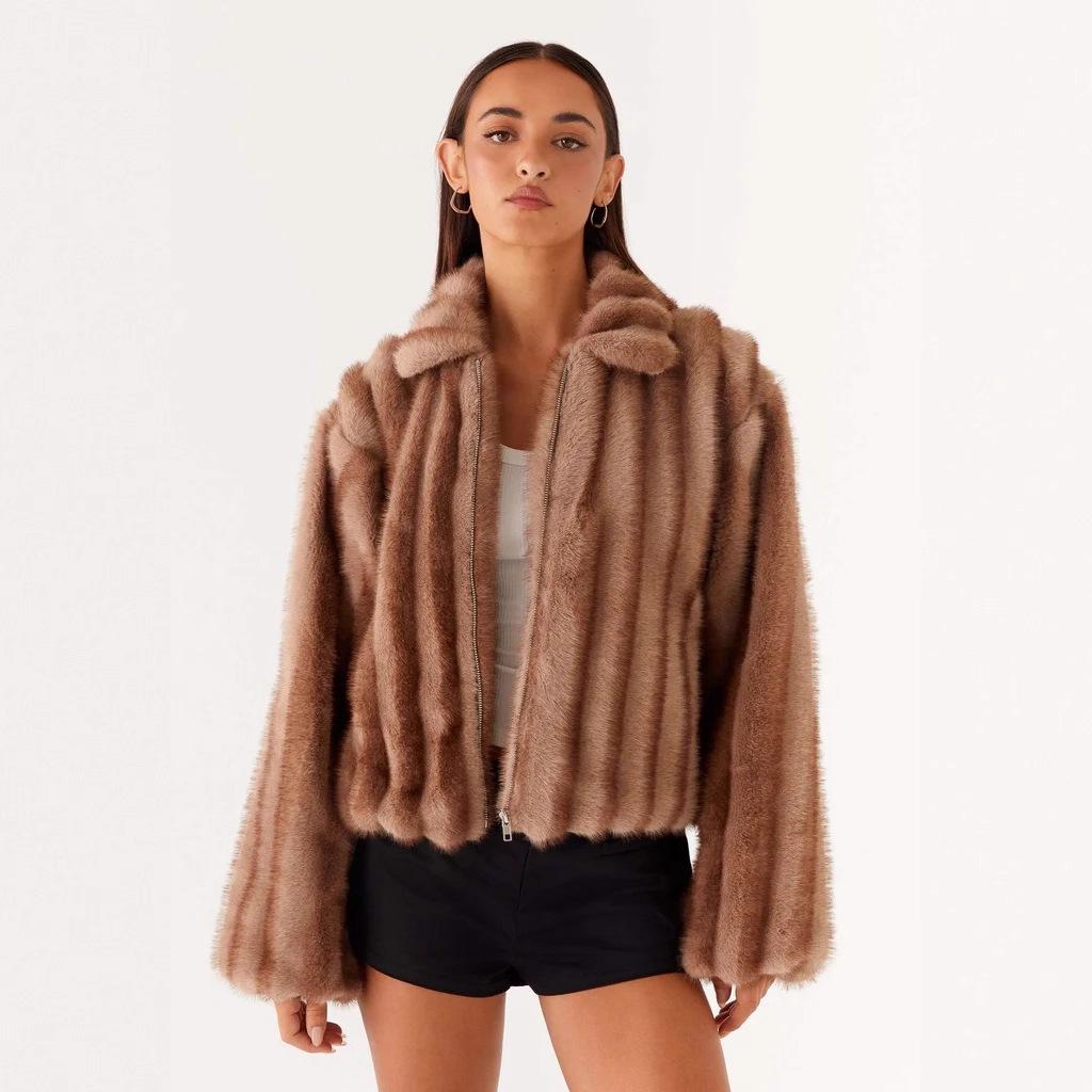 New environmentally friendly fur jacket Internet celebrity European and American winter joints trendy warm top women's imitation fur