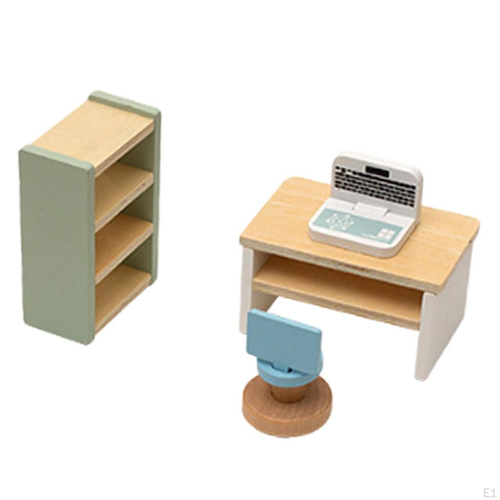 Wooden Dollhouse Furniture Set Children Toy Realistic Mini Scenery Pretend Toys