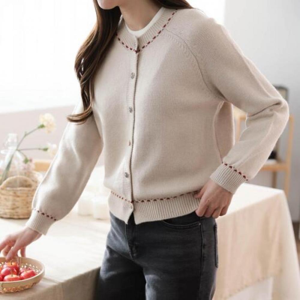 New Arrivals Open Run Women Stitch Colorblock Unique Button Christmas Cardigan