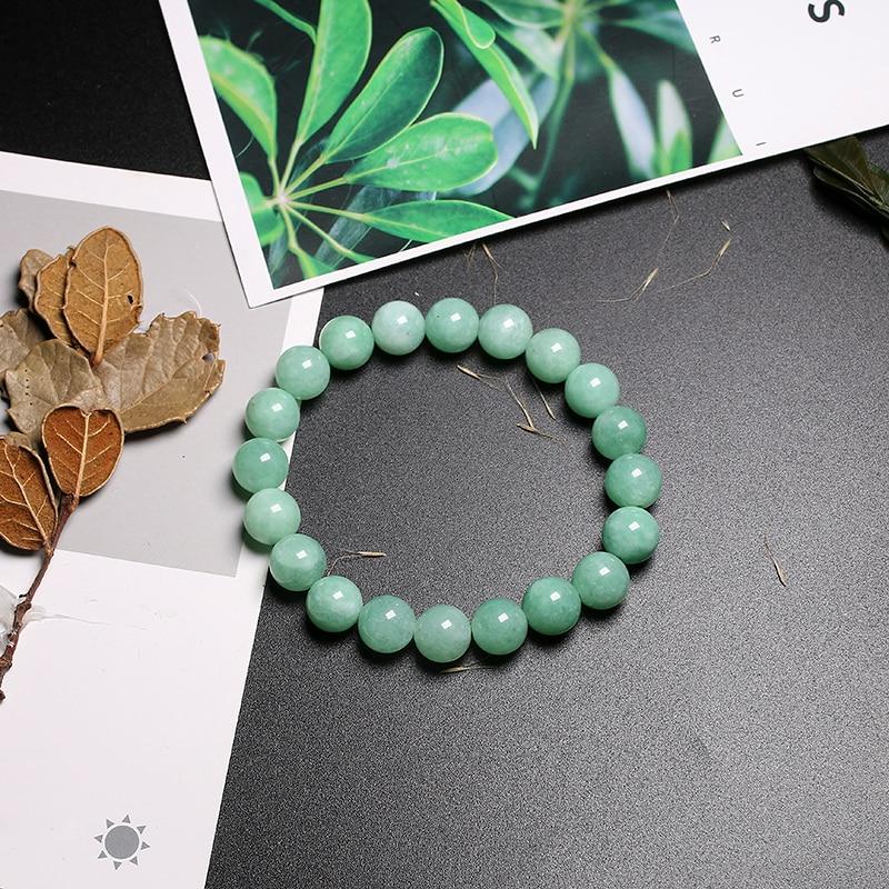 Fine Aaa Natural Burmese Green Jade Round Beads Bracelets Women Stone Jewelry Gemstone Souvenir Gift Idea Handmade Strand BraceletsFashion Wrist