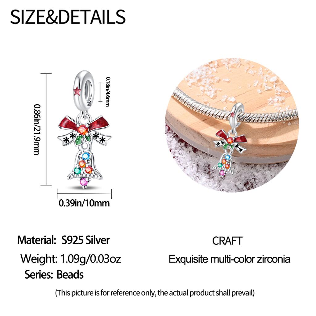 Original Copper Charms Luxury Butterfly Christmas Bell Pendant Beads Fit Bracelet Diy Women Making Delicate Gift