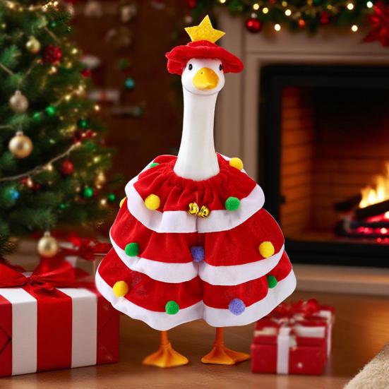 Christmas Porch Goose Clothes with Hat Festive Theme Elastic Collar Cloak Design Goose Suit Decorative Seasonal Goose Outfit