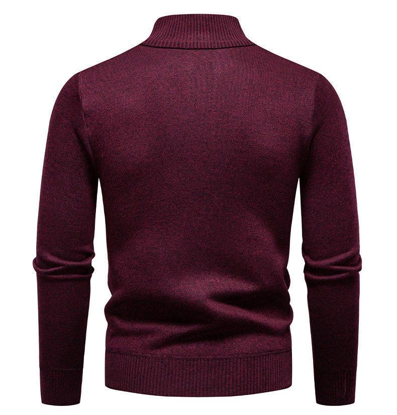 Men's Long Sleeve Half-Zip Velvet Knit Sweater - Thickened Winter Base Layer