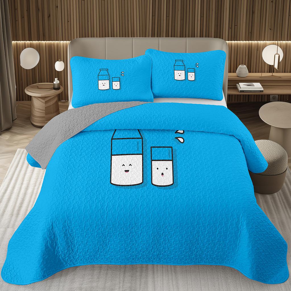 Cute Milk Cow Bedspread Cartoon Wildlife Coverlet Twin King Western Farm Animal Print Quilt Set For Kids Boys Girl Bedroom Decor