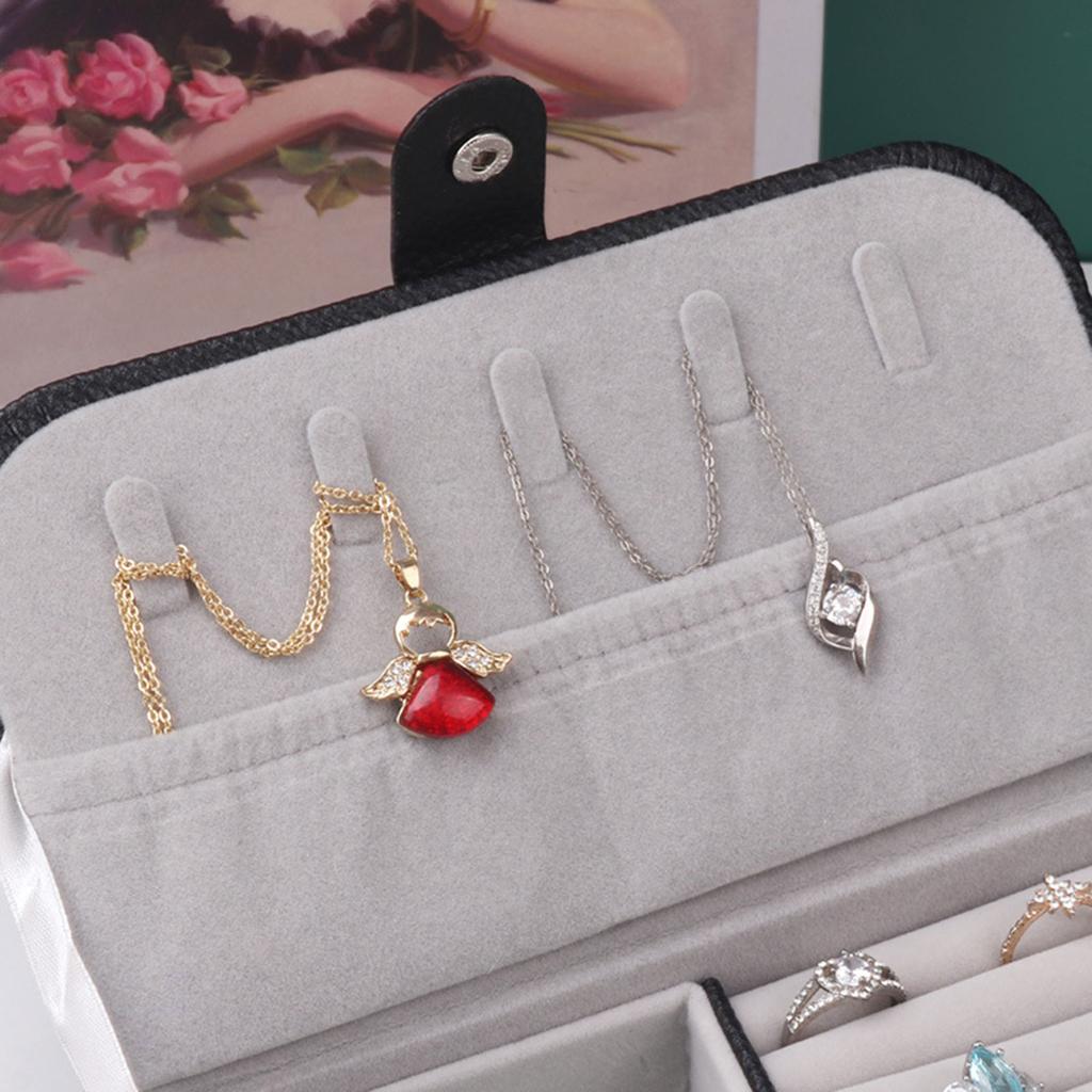 Luxuriöse Schmuckschatulle Geschenk Aufbewahrungsorganizer Reise-Ausstellungsbox mit Knopf Leder Schmuckorganizer Hochzeit Verlobung