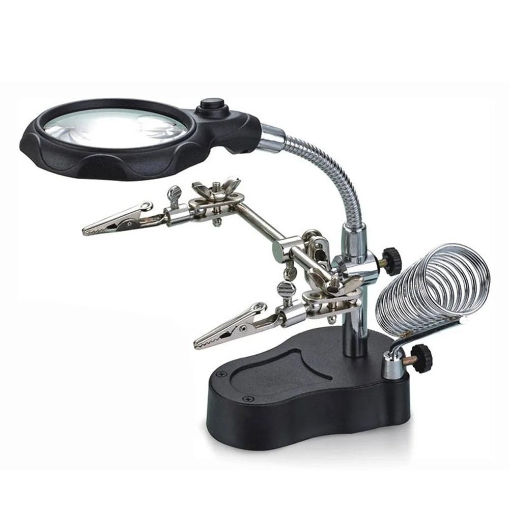 Desktop Welding Auxiliary Clip Magnifier LED Magnifying Glass Soldering Iron Stand