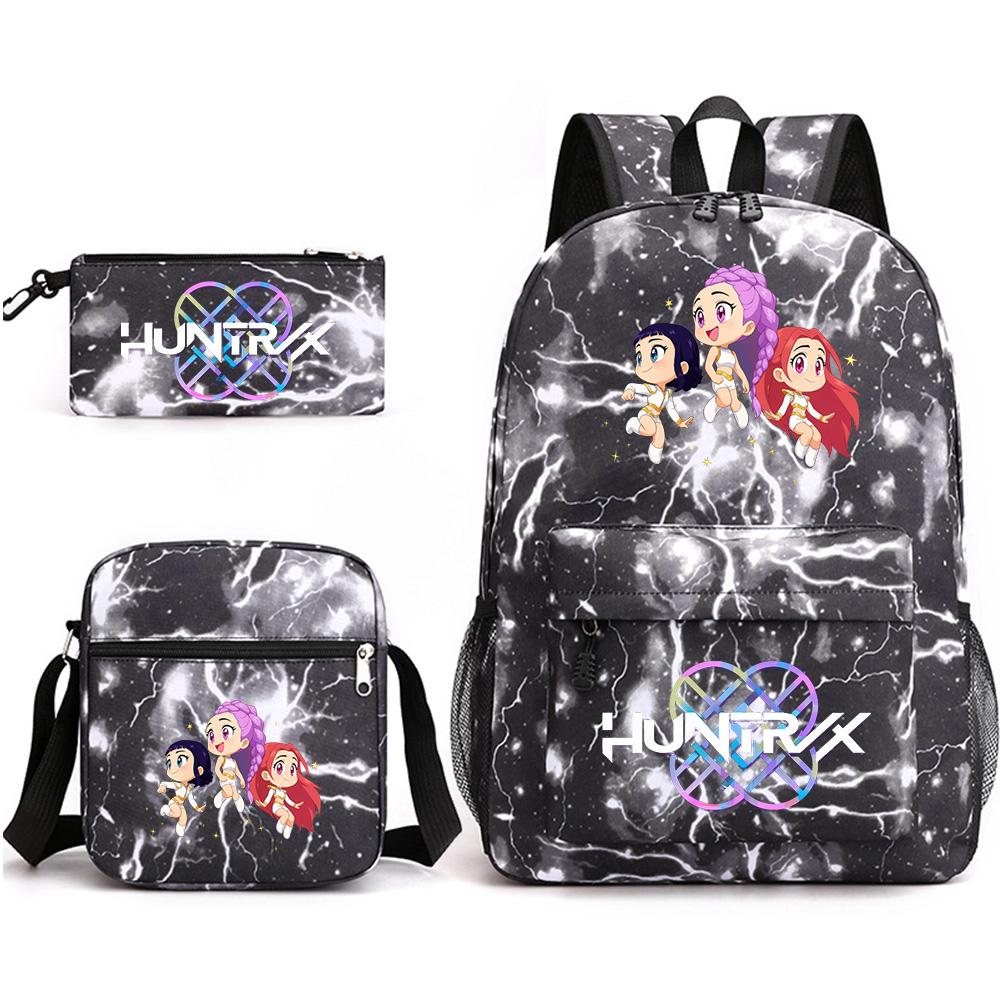 3Pcs/set Anime Printed Backpack with Shoulder Bag Pencil Case for Teenager Student Boy Girl SchoolBag Large Capacity Waterproof Bookbag Kid Gift