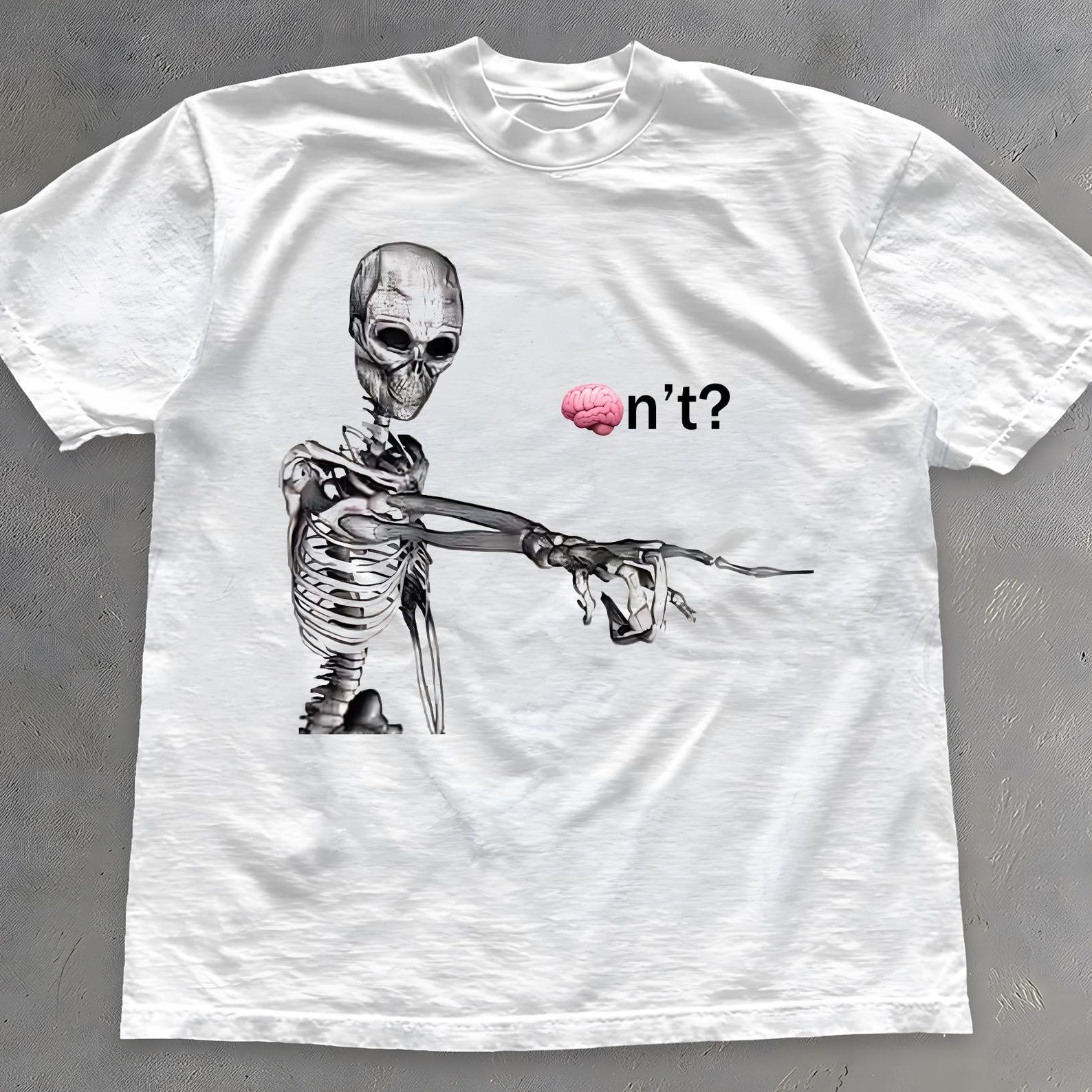 Brain t Shirt - Funny Skeleton Meme T-Shirt - Gen Z Humor Tee S